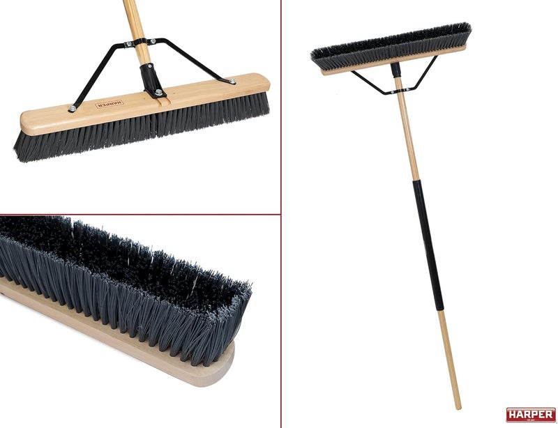 Harper 20224500 24 in. Outdoor Wet/Dry All-Purpose Push Broom with Dual-Bristles for Rough Surfaces, Wet or Dry, Dirt, Wet Grass, Mulch, Hay - Image 3
